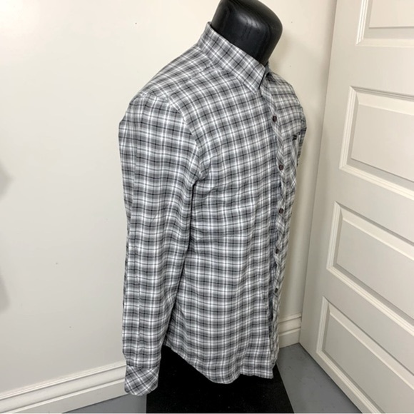 HURLEY Active wear Preppy Gray Plaid Casual Button Down Shirt Chest pocket Sz L - Picture 5 of 13